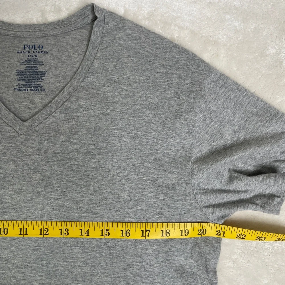 Polo Ralph Lauren Classic Fit Gray Cotton V-Neck Tee Size L